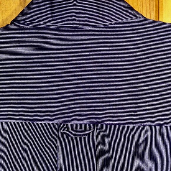 Saddlebred Purple Stripe Button-Down Shirt L Preppy Quiet Luxury Workwear - Picture 4 of 6
